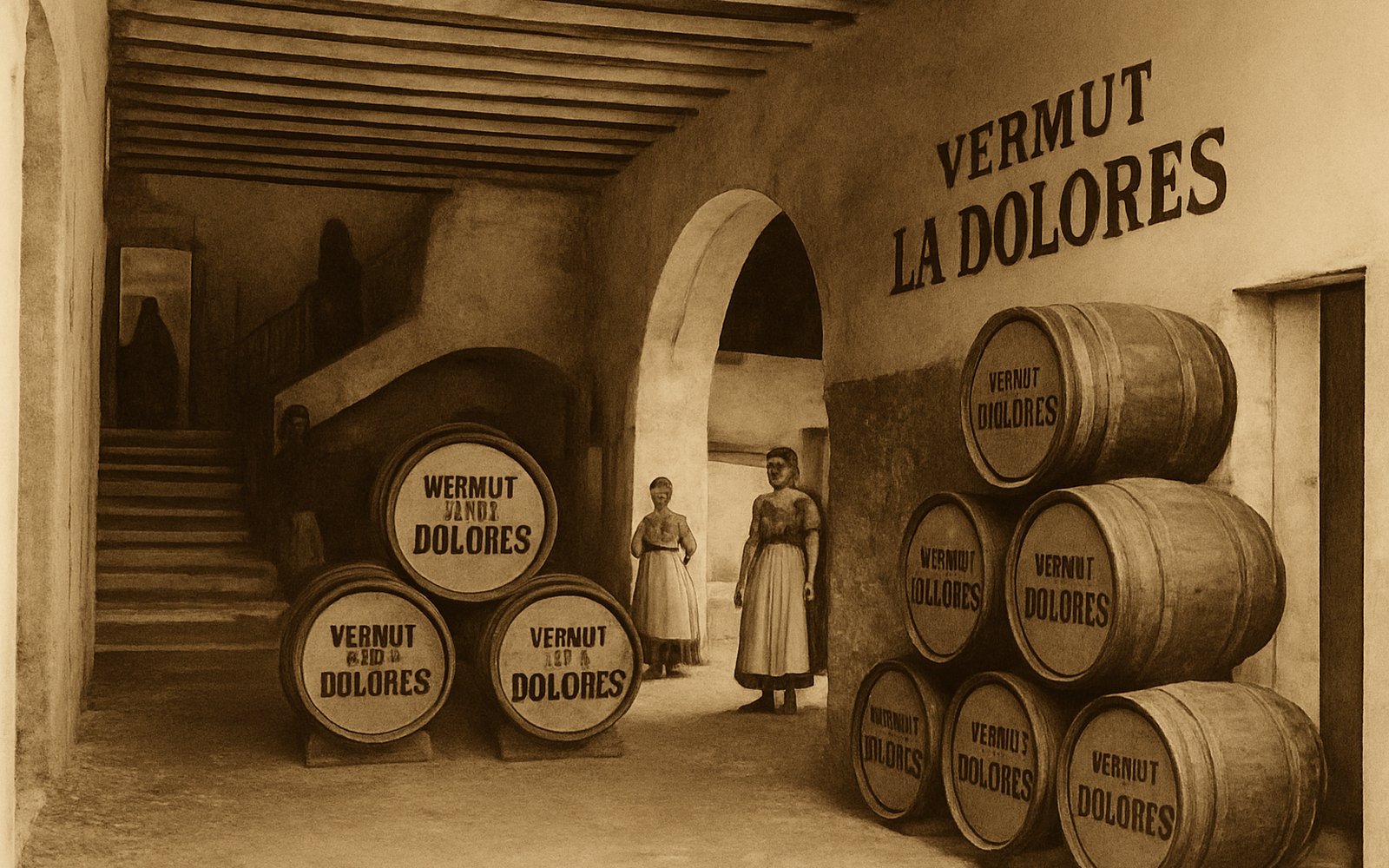Bodega histórica de La Dolores con barricas